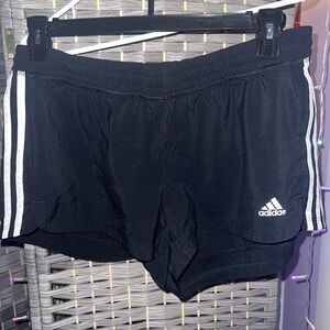 Adidas Black Shorts with White Stripes
